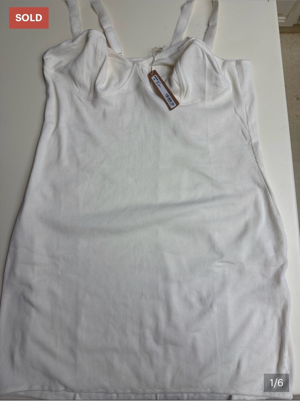 SKIMS White Ribbed Mini Dress - Picture 7 of 7